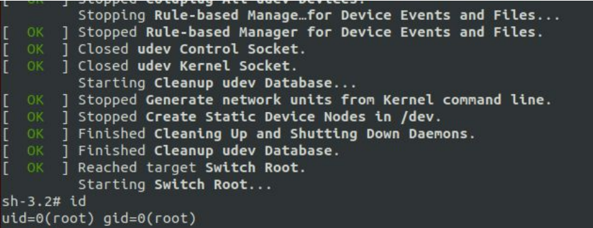 Terminal showing the first root shell obtained on the Eero device after modifying the boot arguments